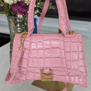 Pink Croc-Embossed Handbag